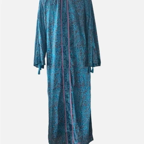 Cleobella Turquoise and Magenta Hand-Printed Dress with Belt - Picture 3 of 6